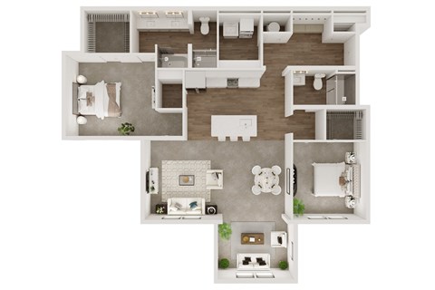 two bedroom with sunroom floor plan